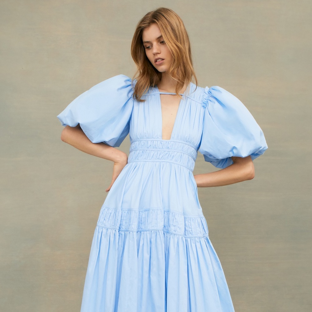 Aje Light Blue Puff Sleeve Dress